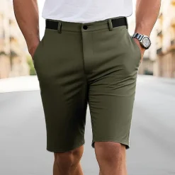 Men's Dress Shorts Burmuda Shorts Work Shorts Pocket Plain Comfort Breathable Knee Length Outdoor Business Fashion Casual Black Navy Blue