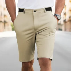 Men's Dress Shorts Burmuda Shorts Work Shorts Pocket Plain Comfort Breathable Knee Length Outdoor Business Fashion Casual Black Navy Blue