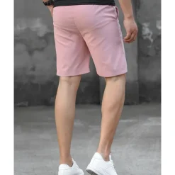 Men's Dress Shorts Burmuda Shorts Work Shorts Pocket Drawstring Plain Comfort Breathable Knee Length Outdoor Business Fashion Casual Black Pink