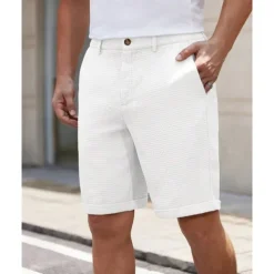 Men's Dress Shorts Burmuda Shorts Work Shorts Pocket Plain Comfort Breathable Knee Length Outdoor Business Fashion Casual Black White