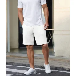 Men's Dress Shorts Burmuda Shorts Work Shorts Pocket Plain Comfort Breathable Knee Length Outdoor Business Fashion Casual Black White