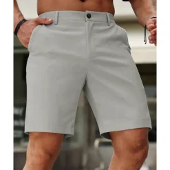 Men's Dress Shorts Burmuda Shorts Work Shorts Pocket Plain Comfort Breathable Knee Length Outdoor Business Fashion Casual Black White