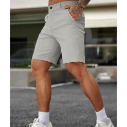 Men's Dress Shorts Burmuda Shorts Work Shorts Pocket Plain Comfort Breathable Knee Length Outdoor Business Fashion Casual Black White