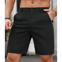 Men's Dress Shorts Burmuda Shorts Work Shorts Pocket Plain Comfort Breathable Knee Length Outdoor Business Fashion Casual Black White
