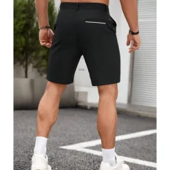 Men's Dress Shorts Burmuda Shorts Work Shorts Pocket Plain Comfort Breathable Knee Length Outdoor Business Fashion Casual Black White