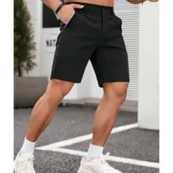 Men's Dress Shorts Burmuda Shorts Work Shorts Pocket Plain Comfort Breathable Knee Length Outdoor Business Fashion Casual Black White