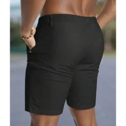 Men's Dress Shorts Burmuda Shorts Work Shorts Pocket Plain Comfort Breathable Knee Length Outdoor Business Fashion Casual Black White