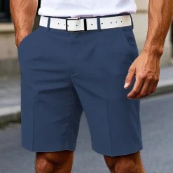 Men's Dress Shorts Burmuda Shorts Work Shorts Pocket Plain Comfort Breathable Knee Length Outdoor Business Fashion Casual Black White