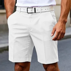 Men's Dress Shorts Burmuda Shorts Work Shorts Pocket Plain Comfort Breathable Knee Length Outdoor Business Fashion Casual Black White