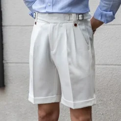 Men's Dress Shorts Summer Shorts Work Shorts Casual Shorts Pocket Plain Comfort Short Formal Party Work Fashion Classic Style Black White Micro-elastic