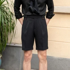 Men's Dress Shorts Summer Shorts Work Shorts Casual Shorts Pocket Plain Comfort Short Formal Party Work Fashion Classic Style Black White Micro-elastic