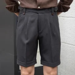 Men's Dress Shorts Summer Shorts Work Shorts Casual Shorts Pocket Plain Comfort Short Formal Party Work Fashion Classic Style Black White Micro-elastic