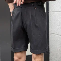 Men's Dress Shorts Summer Shorts Work Shorts Casual Shorts Pocket Plain Comfort Short Formal Party Work Fashion Classic Style Black White Micro-elastic