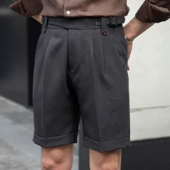 Men's Dress Shorts Summer Shorts Work Shorts Casual Shorts Pocket Plain Comfort Short Formal Party Work Fashion Classic Style Black White Micro-elastic