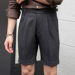 Men's Dress Shorts Summer Shorts Work Shorts Casual Shorts Pocket Plain Comfort Short Formal Party Work Fashion Classic Style Black White Micro-elastic