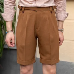 Men's Dress Shorts Summer Shorts Work Shorts Casual Shorts Pocket Plain Comfort Short Formal Party Work Fashion Classic Style Black White Micro-elastic