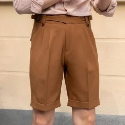 Men's Dress Shorts Summer Shorts Work Shorts Casual Shorts Pocket Plain Comfort Short Formal Party Work Fashion Classic Style Black White Micro-elastic