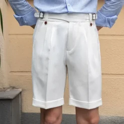 Men's Dress Shorts Summer Shorts Work Shorts Casual Shorts Pocket Plain Comfort Short Formal Party Work Fashion Classic Style Black White Micro-elastic