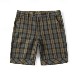 Men's Dress Shorts Work Shorts Pocket Plaid Comfort Breathable Knee Length Outdoor Business Fashion Casual Black Navy Blue