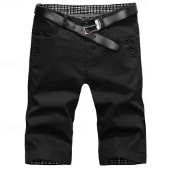 Men's Dress Shorts Work Shorts Golf Shorts Pocket Plain Comfort Breathable Knee Length Outdoor Business Sports Casual Black Wine