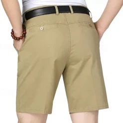Men's Dress Shorts Work Shorts Golf Shorts Solid Color Wrinkle Resistant Knee Length Shorts ArmyGreen Black High Waist Inelastic