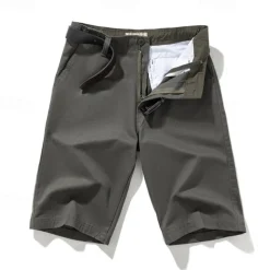 Men's Dress Shorts Work Shorts Zipper Buttons Pocket Plain Comfort Breathable Short Outdoor Vacation Sport Casual Black Army Green