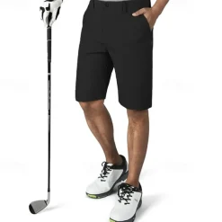 Men's Dress Shorts Work Shorts Golf Shorts Zipper Pocket Plain Breathable Soft Casual Weekend Fashion Streetwear Black Light Grey Micro-elastic