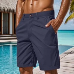Men's Dress Shorts Work Shorts Golf Shorts Pocket Plain Comfort Knee Length Casual Daily Casual Yellow Light Green