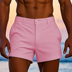 Men's Dress Shorts Work Shorts Golf Shorts Pocket Plain Comfort Breathable Short Outdoor Business Sports Casual White Yellow