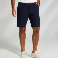 Men's Dress Shorts Zipper Pocket Solid Color Breathable Knee Length Formal Office Chic & Modern Formal White Navy Blue Micro-elastic