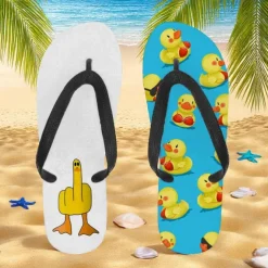 Men's Duck Printed Flip Flops – Fun & Casual Style for Beach Walks, Outdoor Summer Parties & Poolside Lounging