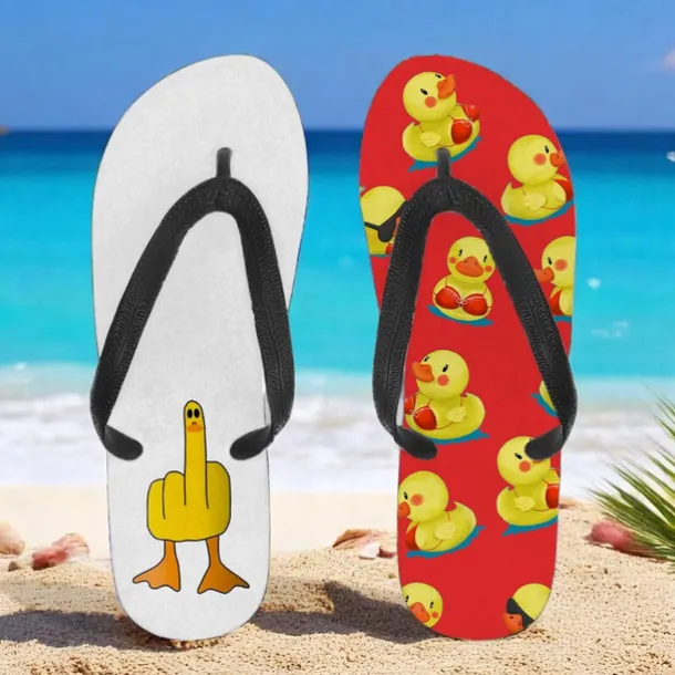 Men's Duck Printed Flip Flops – Fun & Casual Style for Beach Walks, Outdoor Summer Parties & Poolside Lounging