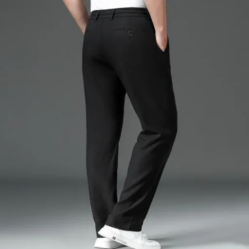 Men's Easy Care Cotton Linen Athletic Pants Active Pants Trousers Drawstring Elastic Drawstring Waist Solid Color Wearable Full Length Formal Wedding Outdoor Elegant Vacation Light Khaki Black Micro-e