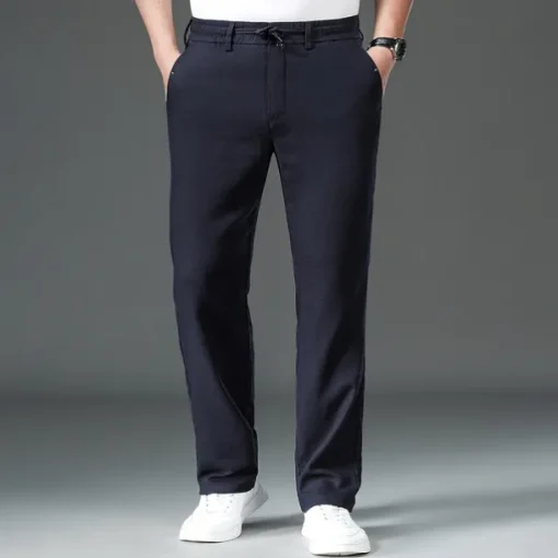 Men's Easy Care Cotton Linen Athletic Pants Active Pants Trousers Drawstring Elastic Drawstring Waist Solid Color Wearable Full Length Formal Wedding Outdoor Elegant Vacation Light Khaki Black Micro-e