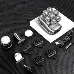 Men's Electric Head Shaver Razor - Rechargeable Cordless Hair Shaving Razors For Bald Man 6 In 1 Waterproof Wet Dry Beard Trimmer Body Hair Cutting Clipper Grooming Kit 7 Rotary Heads