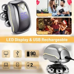 Men's Electric Head Shaver Razor - Rechargeable Cordless Hair Shaving Razors For Bald Man 6 In 1 Waterproof Wet Dry Beard Trimmer Body Hair Cutting Clipper Grooming Kit 7 Rotary Heads