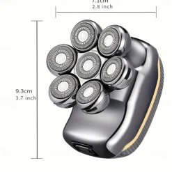 Men's Electric Head Shaver Razor - Rechargeable Cordless Hair Shaving Razors For Bald Man 6 In 1 Waterproof Wet Dry Beard Trimmer Body Hair Cutting Clipper Grooming Kit 7 Rotary Heads