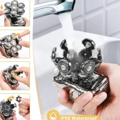 Men's Electric Head Shaver Razor - Rechargeable Cordless Hair Shaving Razors For Bald Man 6 In 1 Waterproof Wet Dry Beard Trimmer Body Hair Cutting Clipper Grooming Kit 7 Rotary Heads