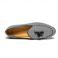 Men's Elegant Houndstooth Loafers with Tassel - Perfect for Weddings and Parties