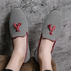 Men's Elegant Houndstooth Loafers with Tassel - Perfect for Weddings and Parties