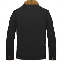 Men's Embroidered Fleece Jacket Cargo Jacket Cow Print Turndown Collar Long Sleeve Military Tactical Jacket Vintage Thermal Warm Winter Outwear Multiple Pockets Button Front Cotton Coat