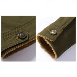 Men's Embroidered Fleece Jacket Cargo Jacket Cow Print Turndown Collar Long Sleeve Military Tactical Jacket Vintage Thermal Warm Winter Outwear Multiple Pockets Button Front Cotton Coat