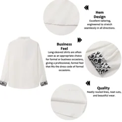 Men's Ethnic Shirt Button Up Shirt Long Sleeve Fashion Streetwear Designer Outdoor Street Daily Summer Spring Fall Stand Collar Print White Pink Blue Green Gray