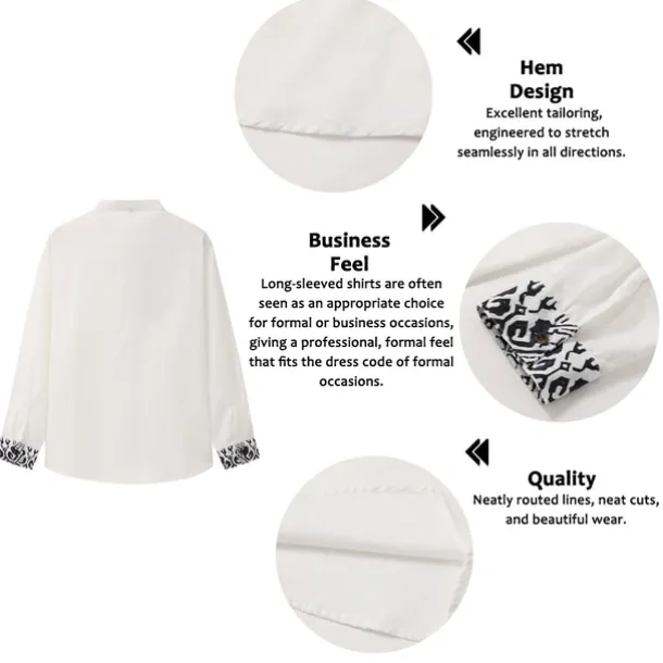 Men's Ethnic Shirt Button Up Shirt Long Sleeve Fashion Streetwear Designer Outdoor Street Daily Summer Spring Fall Stand Collar Print White Pink Blue Green Gray