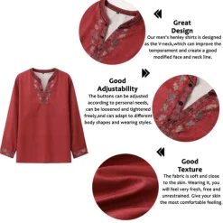 Men's Ethnic Shirt Linen Shirt Long Sleeve Fashion Streetwear Designer Outdoor Daily Going out Spring & Summer Stand Collar Print Yellow Light Green Pink Red Navy Blue