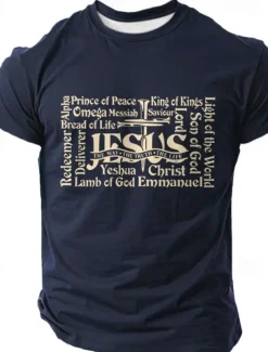 Men's Faith Christian T shirt Short Sleeve T shirt 3D Print Crew Neck Shirt Religious Athleisure Street Sports Outdoor Black Dark Green Dark Blue Summer Spring Clothing Apparel S M L XL XXL XXXL