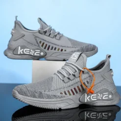 Men's Fashion Red Breathable Athletic Sneakers - Lightweight Mesh Running Shoes for Casual and Sports Activities