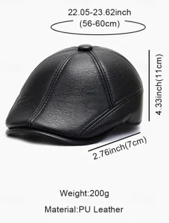 Men's Faux Leather Beret with Ear Flaps – Stylish Winter Hat with Ear Protection for Casual Wear and Outdoor Activities