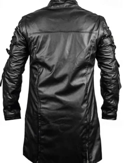 Men's Faux Leather Jacket Biker Jacket Red Leather Jacket Motorcycle Jacket Daily Vacation Windproof Warm Lace up Pocket Fall & Winter Plain Fashion Classic Lapel Long Faux Leather Black Wine Jacket