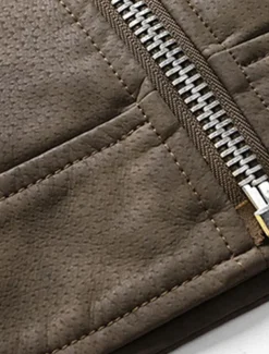 Men's Faux Leather Jacket Biker Jacket Motorcycle Jacket Daily Vacation Windproof Warm Pocket Fall & Winter Plain Fashion Classic Stand Collar Regular Black Brown Khaki Jacket